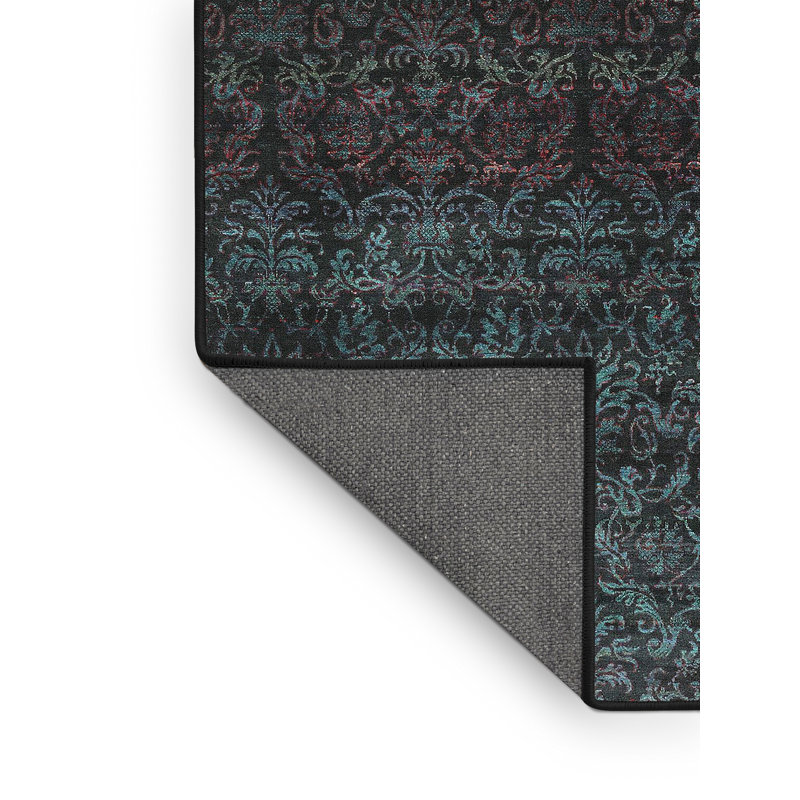 Tapis gris/zone noire contemporaine, Rectangle 4 pi x 6 pi