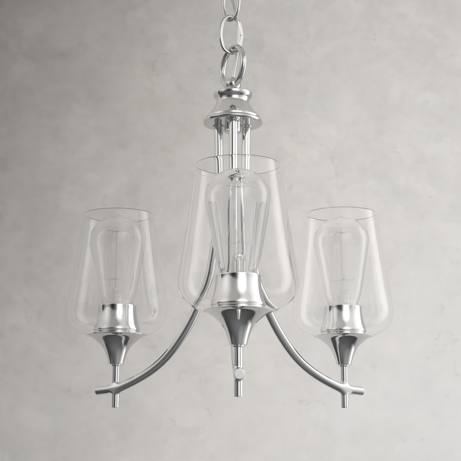Breena 3 - Light Metal Dimmable Chandelier, Polished Chrome