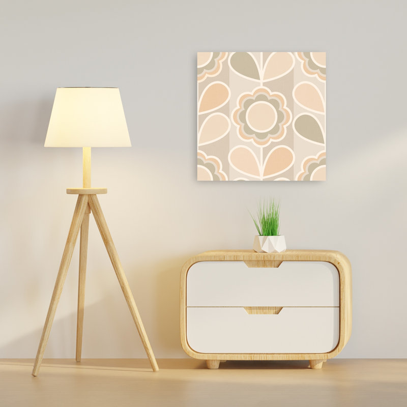 Impression d'art mural à motif floral rétro doux, géométrique abstrait et moderne, paysage de fleurs., H 24 po x l 24 po