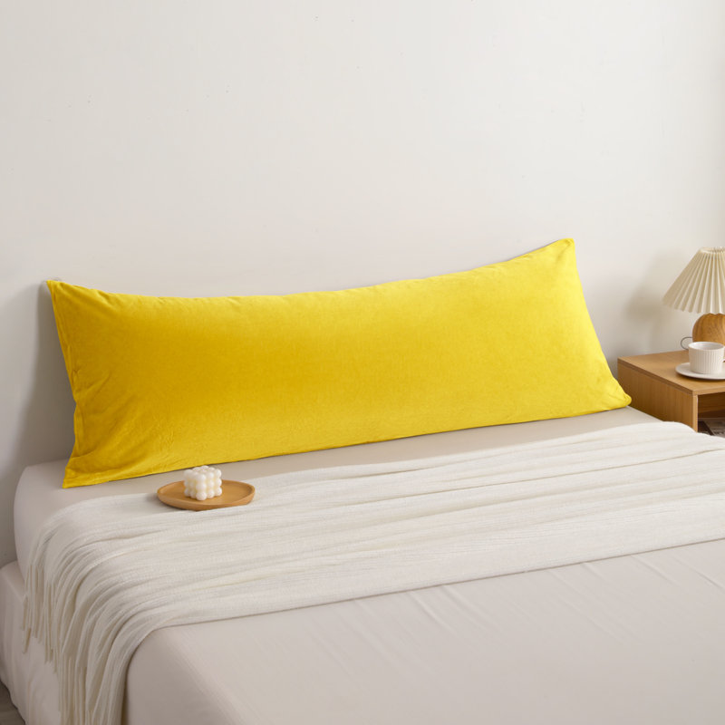 1 Pack Body Pillow Cover, Zippered Luxury Fuzzy Flannel Pillowcase, 20x54 Inches - NTBAY, Yellow