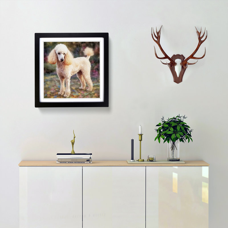 Poodle Post-Impressionism - Framed Print, Black