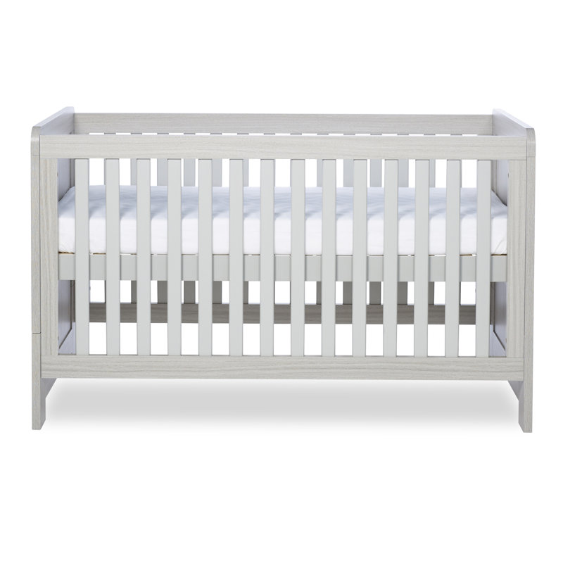 Pembrey Cot Bed and Premium Sprung Mattress  - Ash Grey & White, Ash Grey