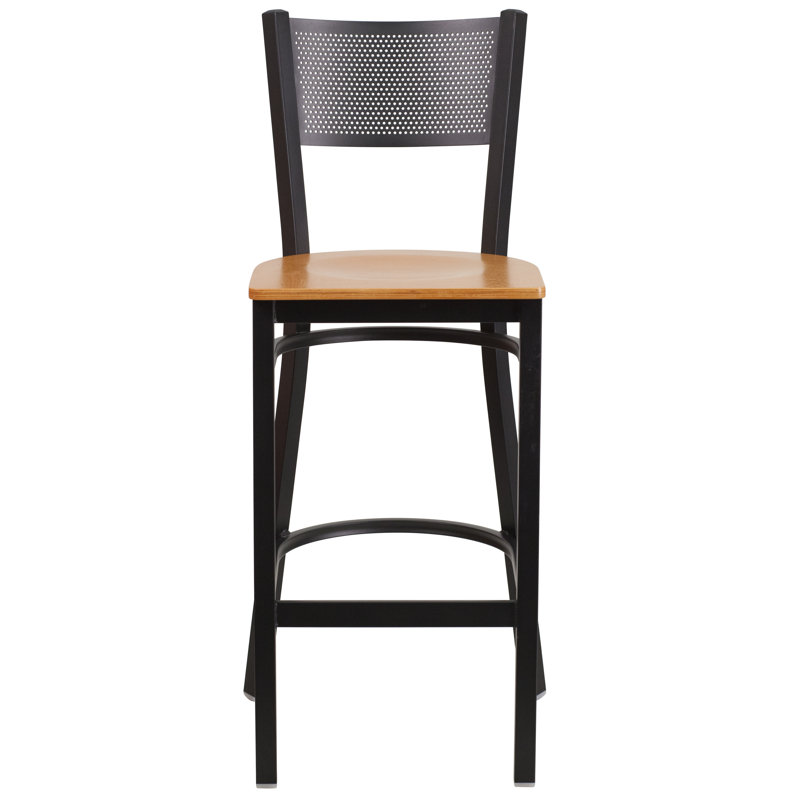 Tabouret de bar en métal Miranda, Naturel, 1