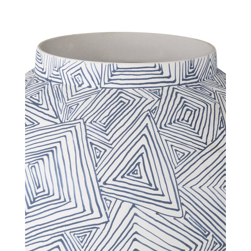 Vase moyen à plis bleus, H 10,5 po x l 9,5 po x P 9,5 po