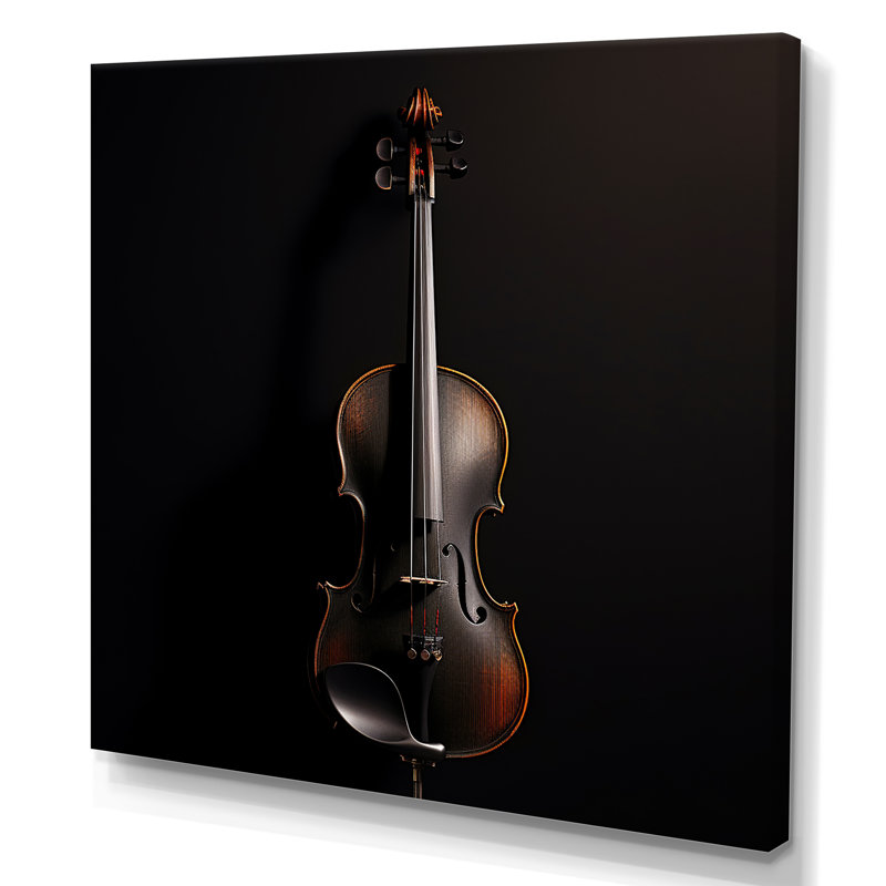 Violon vibrato élégant ébène sur toile, Toile tendue, H 16 po x l 16 po