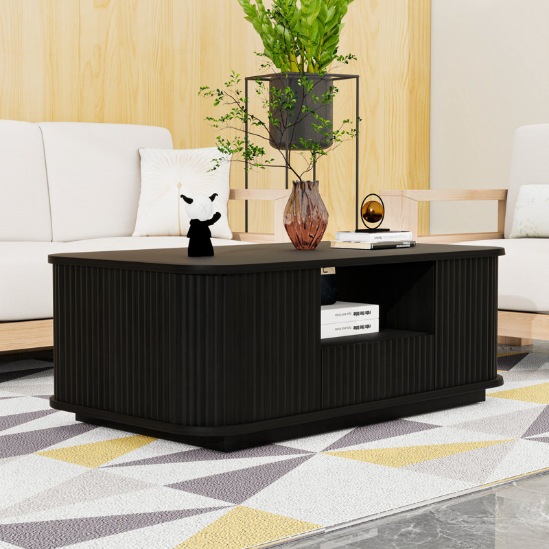 Table basse avec tiroirs et rangement caché, Noir
