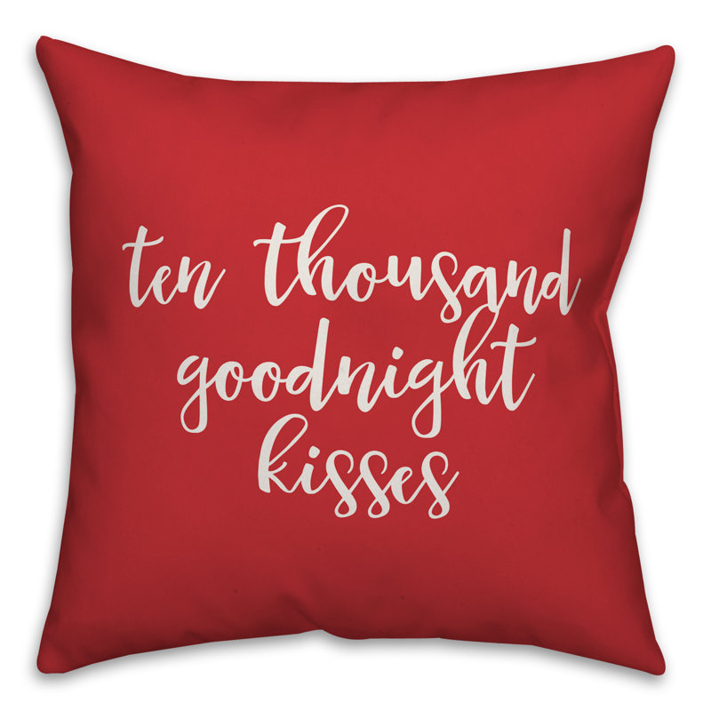  Coussin Ten Thousand Goodnight Kisses, Coussin décoratif, Rouge / blanc