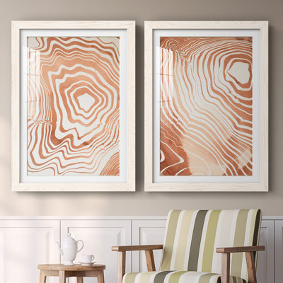 " Wood Grain Suminagashi I " 2 - Pieces