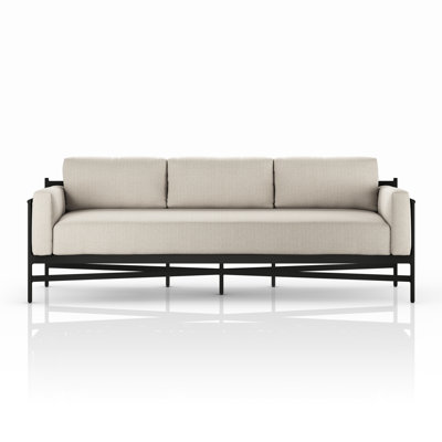 Canapé d'extérieur rectangulaire avec coussins de 98,5 po de large Iffie