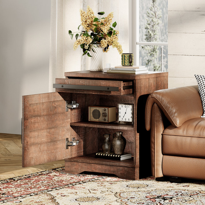 1-Drawer Manufactured Wood Nightstand with Cabinet, Brown