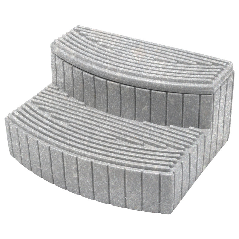 Granite Gray Plastic Storage Step with Hinged Lid