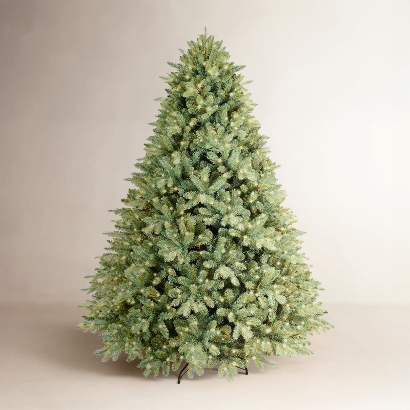 Arbre de Noël artificiel bleu pré-illuminé avec branches pleines et lumières blanc chaud, 4 pi
