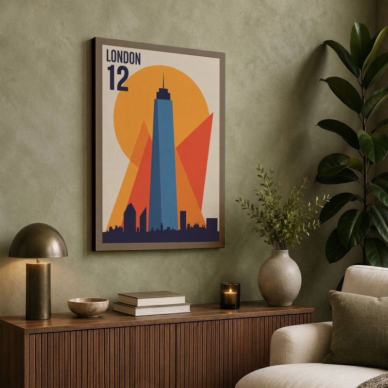 Postcard from London Art Deco - Wrapped Canvas, 36x24 - 91.4 x 61.0 cm, Cream Border