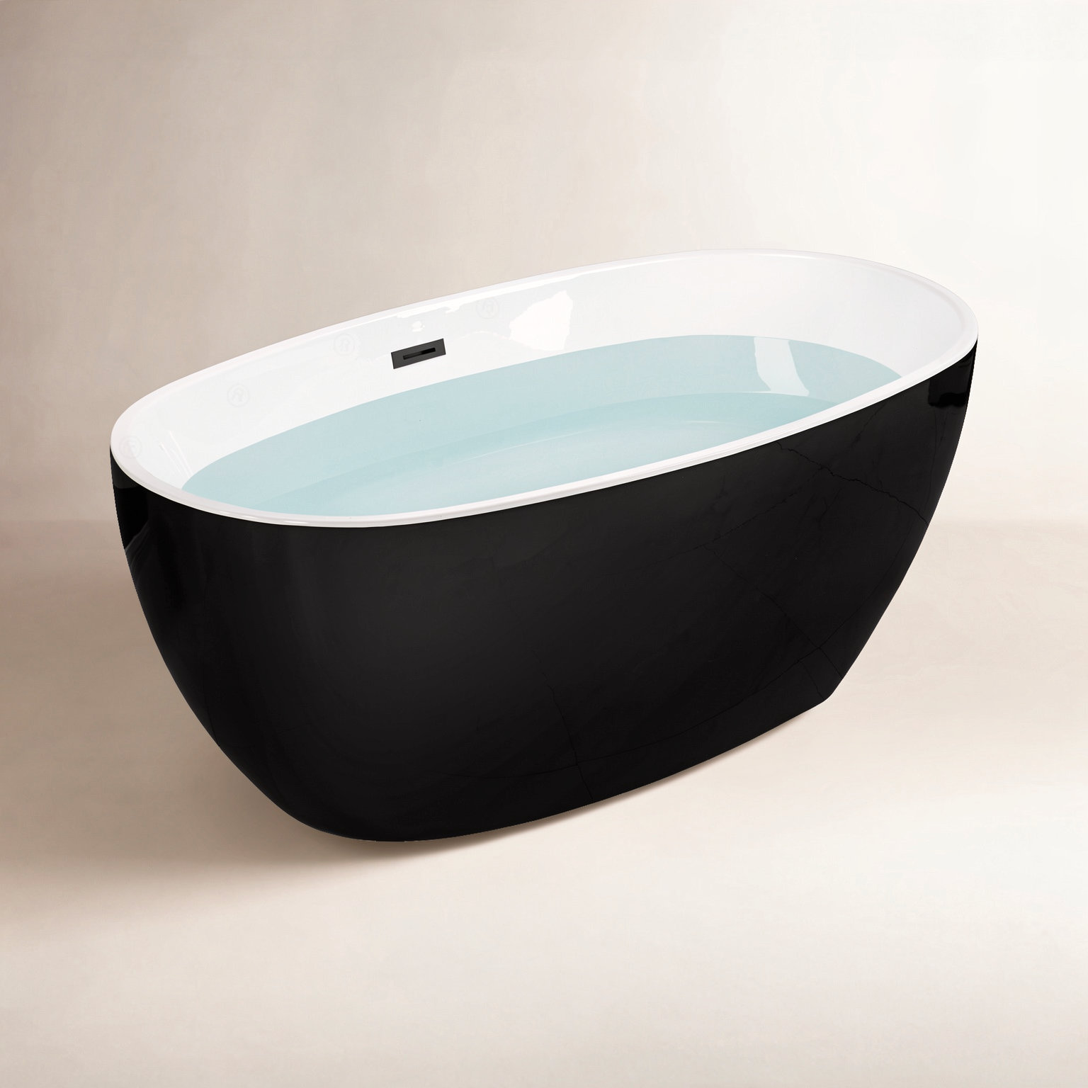 Ember 59" Freestanding Soaking Bathtub, Black, Matte Black