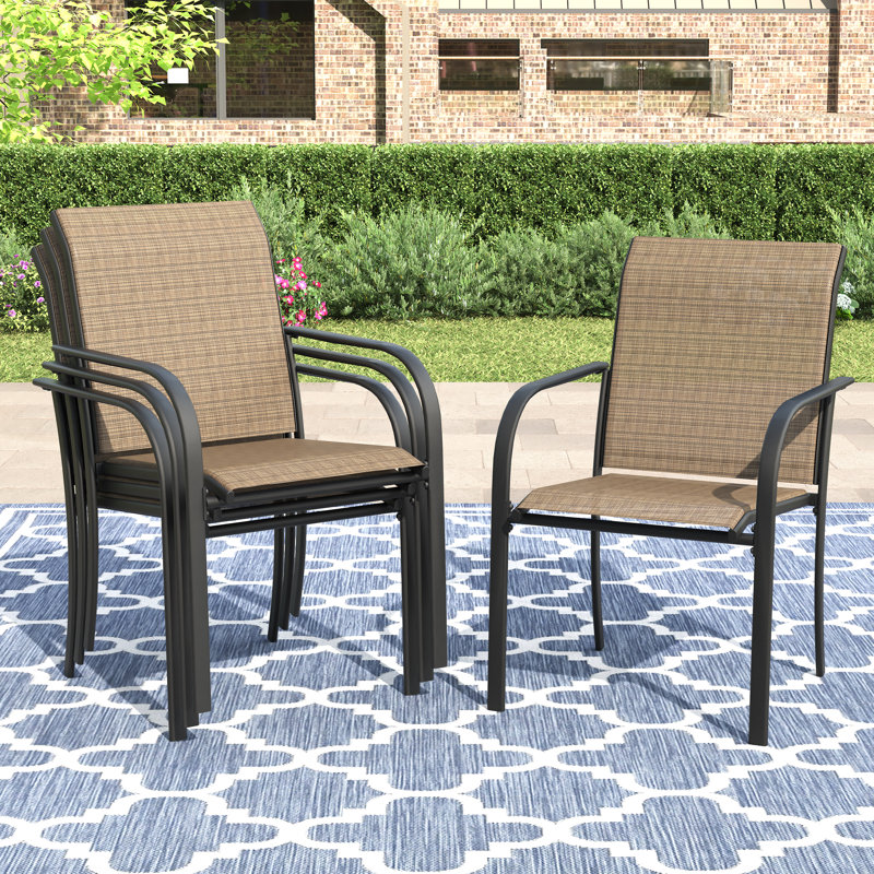 Chaises de patio d'extérieur empilables, Brun