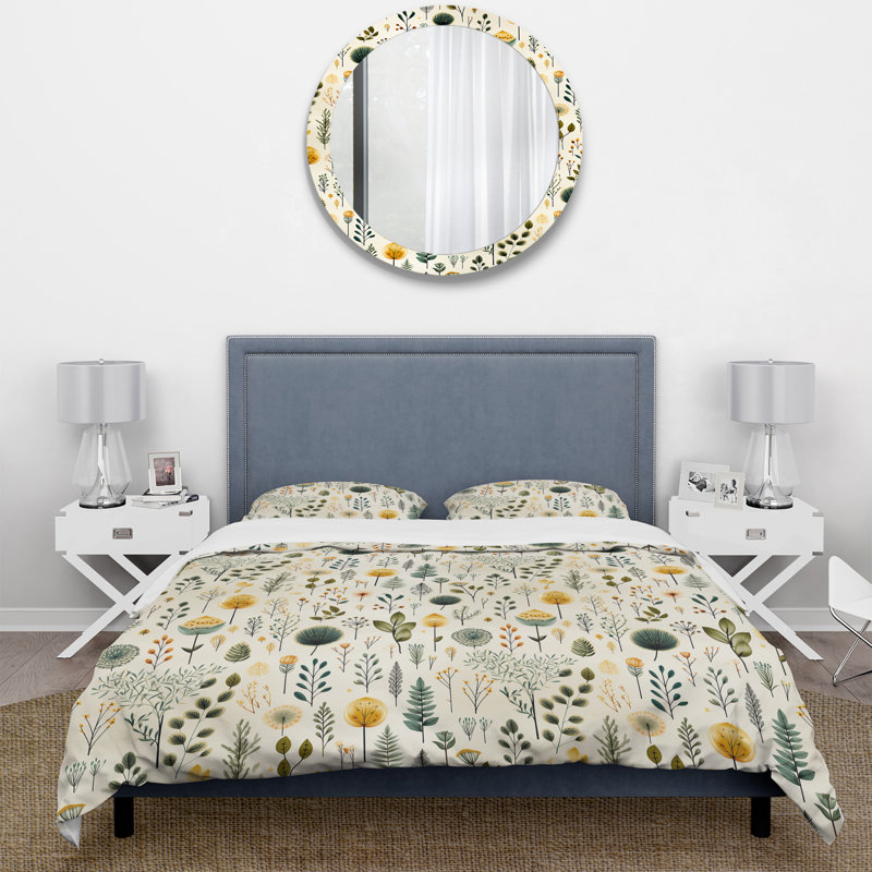 Ensemble de housse de couette Earthy Zen Garden I, Housse de couette simple + 1 taie décorative stan