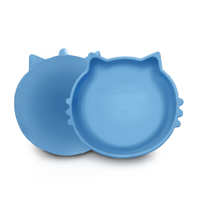 P.t. Bol pour animal de compagnie en forme de chat avec base d'aspiration antidérapante, Bleu
