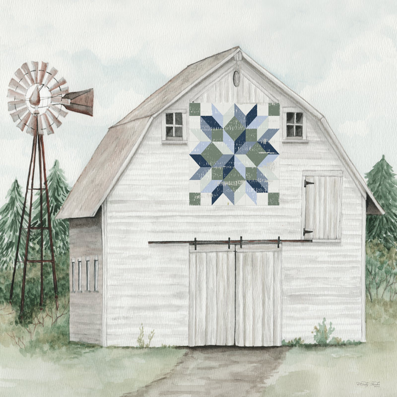 Courtepointe Fenton's Barn par Cindy Jacobs, H 12 po x l 12 po, Impression sur papier argentée avec passe-partout