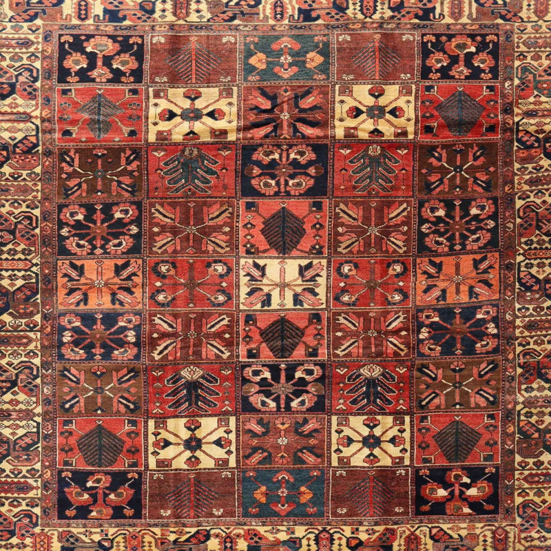 Tapis traditionnel rouge / beige, Carré 3 pi