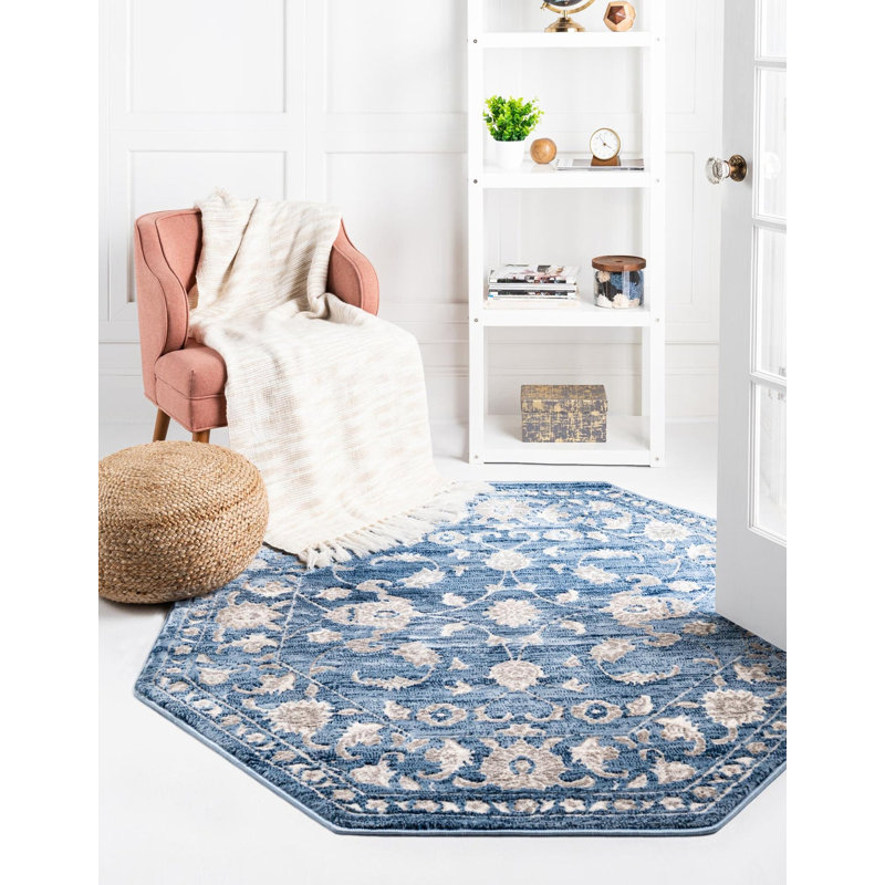 Tapis traditionnel urbain couleur plage, Octogone 5 pi 3 po