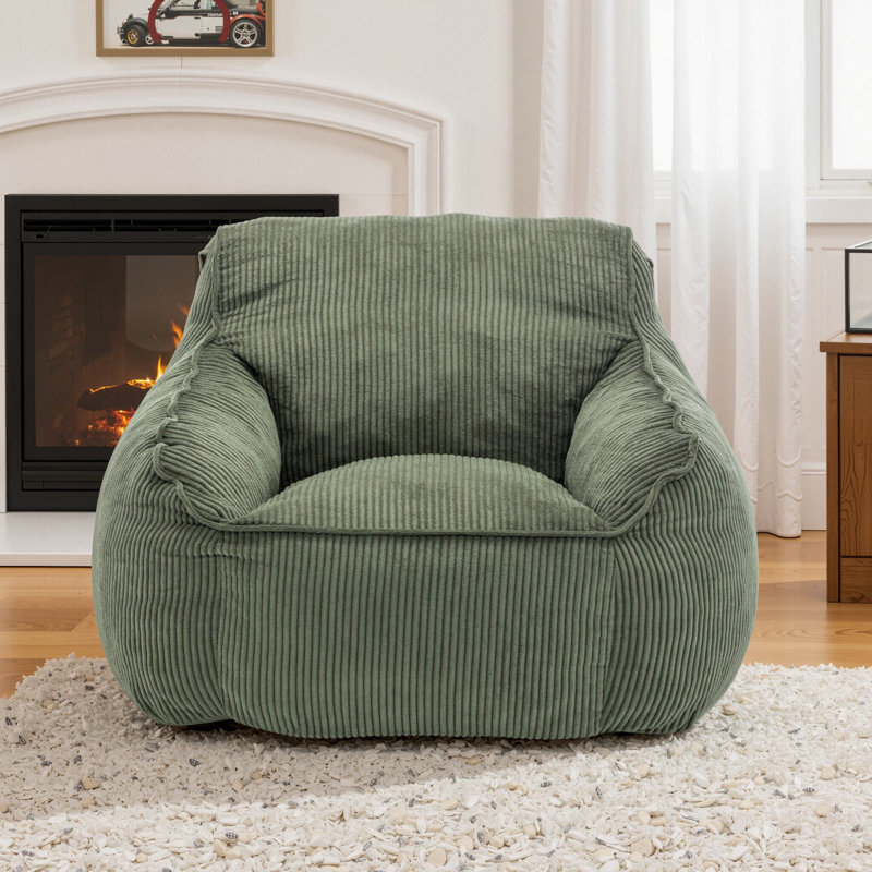 Fauteuil à billes en velours côtelé Compression, Vert