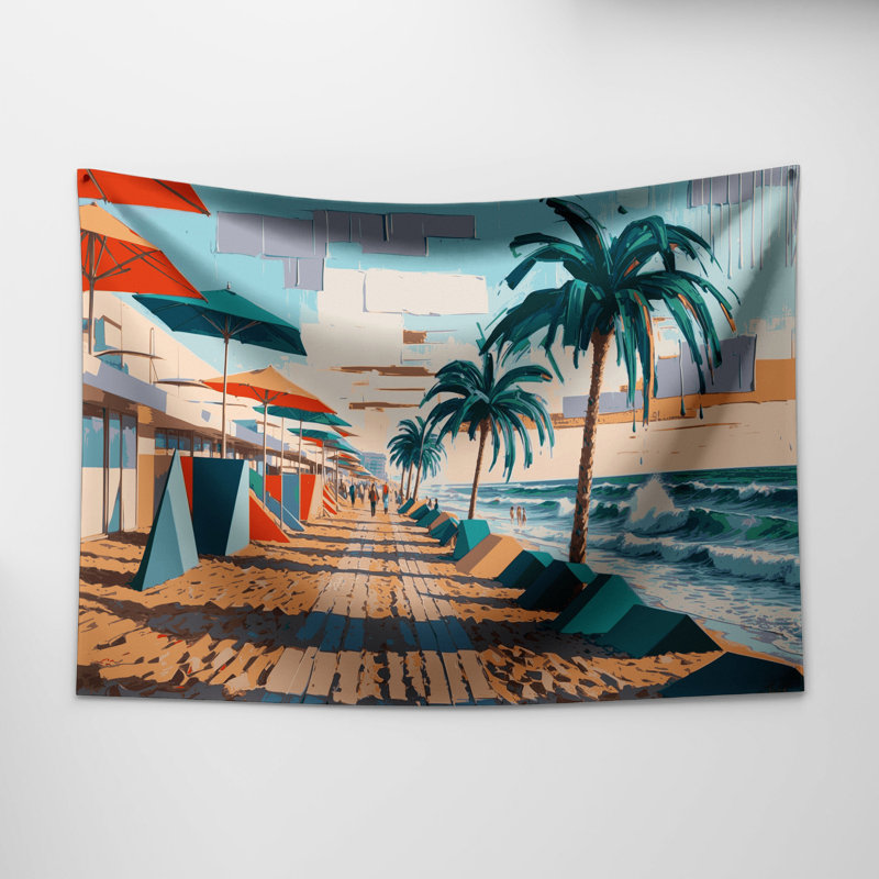 Tapisserie murale «Coastal Modern Beach Life», 51 po x 60 po