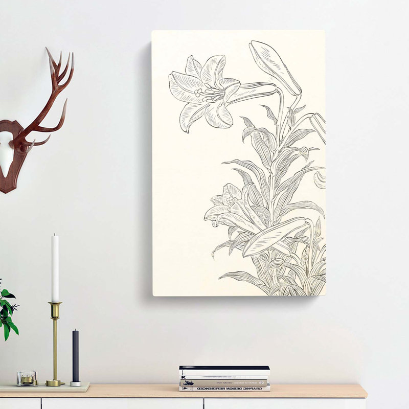Illustration Of Lilies by Ohara Koson - Wrapped Canvas Painting, 50cm H x 35cm W x 3cm D