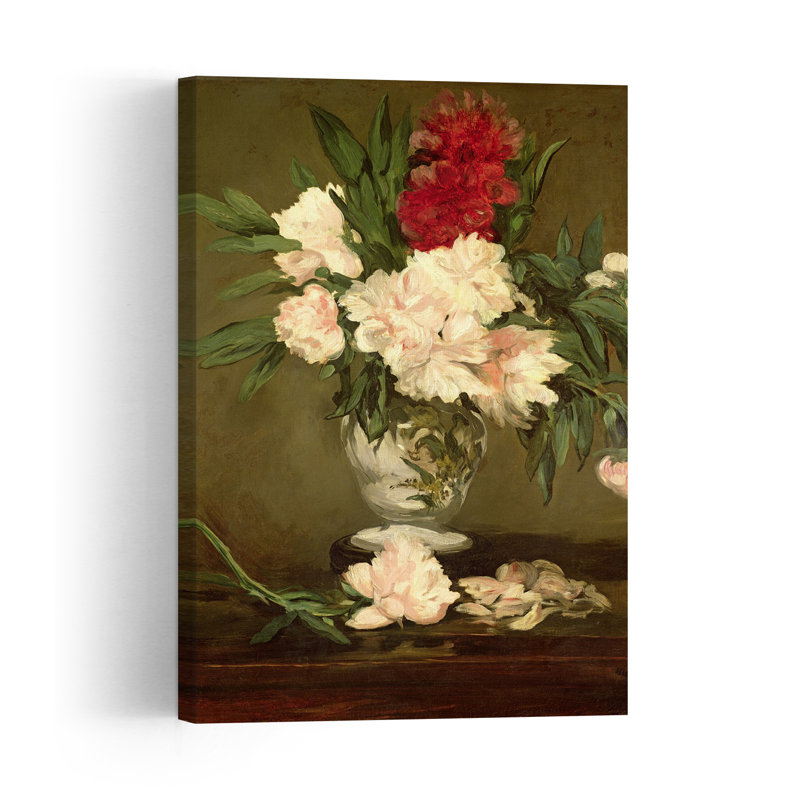 Vase Of Peonies On A Small Pedestal, 1864 Impressionist Abstract Contemporary Peony Flower Wall Art Print