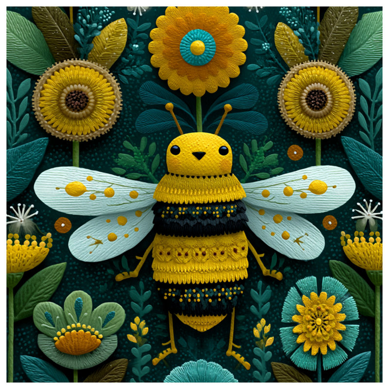 Toile de galerie jaune avec abeille jaune et fleurs en plusieurs tailles, 20 po x 30 po