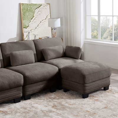 Channel Tufted Design Modern Minimalist Modular Sectional Loveseat Sofa