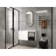 Meuble-lavabo 36 po blanc brillant avec 1/2 porte en verre gris, fonction de fermeture en douceur, contreplaqué pour l'esthétique - lavabo non inclus 2 portes modernes, meuble-lavabo, demi-porte, sans la construction