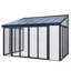 Housse de patio fermée de 10 pi x 14 pi avec 3 portes coulissantes verrouillables, véranda toutes saisons avec cadre en alliage d'aluminium, toit en polycarbonate et système de panneau de panneau d'endurance en PC solide et transparent pour terrasse de