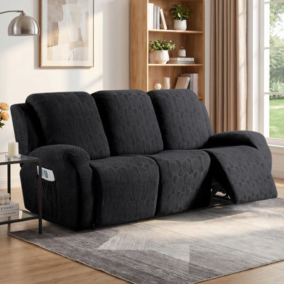 Housse pour canapé à 3 places en jacquard doux avec housse de canapé extensible 8 pièces Tiba, protège-meubles lavable à la machine avec poches latérales Tiba