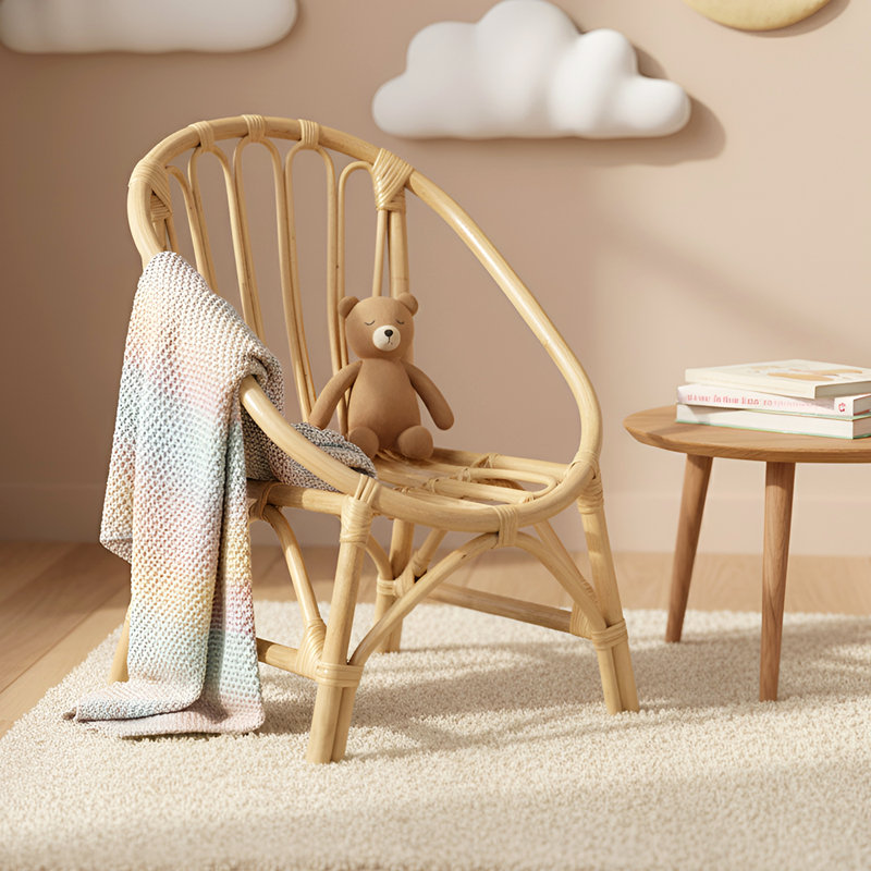 Coryell Kids Hand Crafted Rattan And Cane Chair For Children