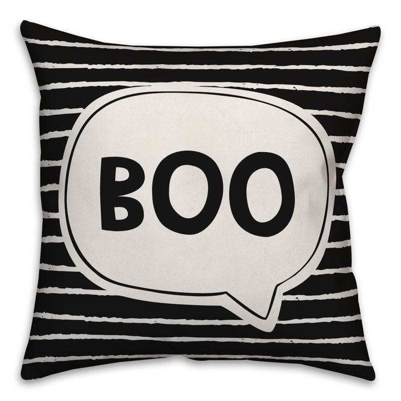  Housse de coussin Boo, 16 po x 1 po, Noir, Polyester/ Bourre en polyester