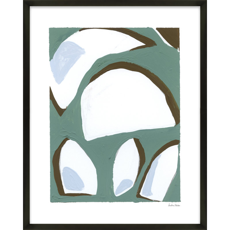 Contemporary Blues 9 Painting by Andrea Stokes, 30" H x 24" W x 1.25" D, Black Framed