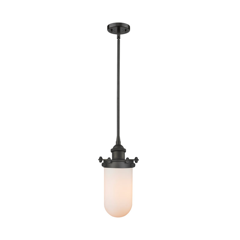 Luminaire suspendu à 1 lumière Calixta, Bronze huilé, Blanc, DEL