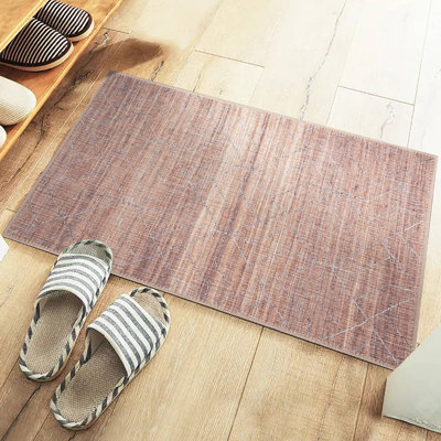 Tapis traditionnel doré résistant aux taches et lavable à la machine