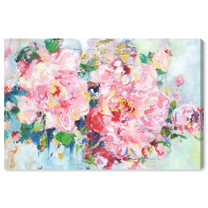 «Pretty Spring Abstract Flowers Modern Pink», cadre photo, Toile tendue, H 24 po x l 36 po x P 1,5 po