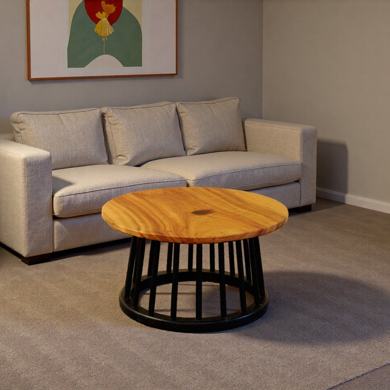 Table basse ronde en bois massif