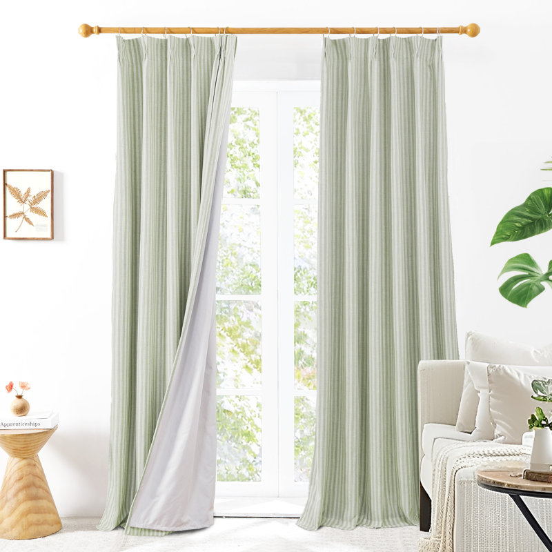 Modern Vertical Stripes Blackout Curtains (Set of 2), 39" W x 108" L, Green