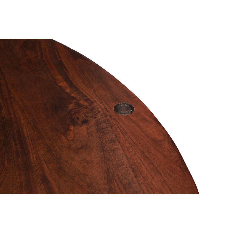 Eleta Round Solid Wood Top Metal Base Dining Table