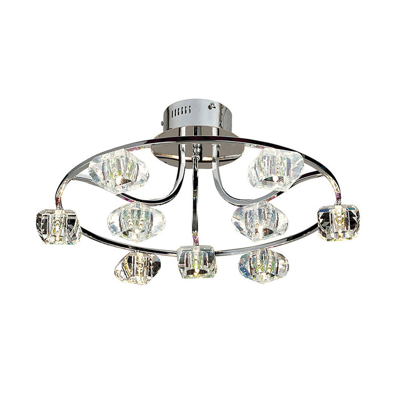 Lombardo Glass Semi Flush Mount, 9 Light