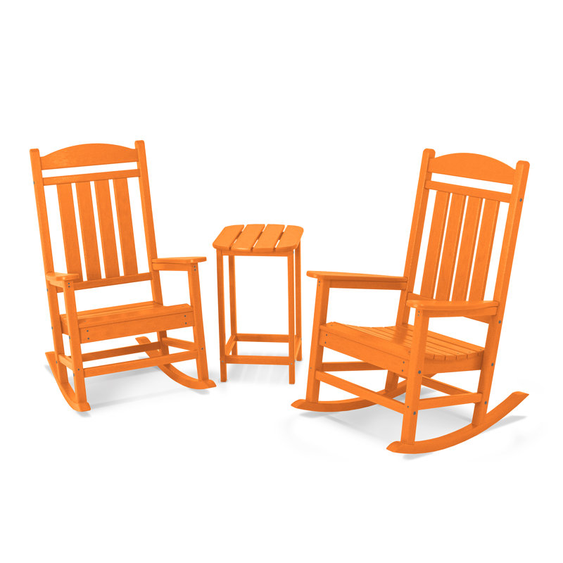 POLYWOOD Presidential Rocker 3-Piece Set, Tangerine