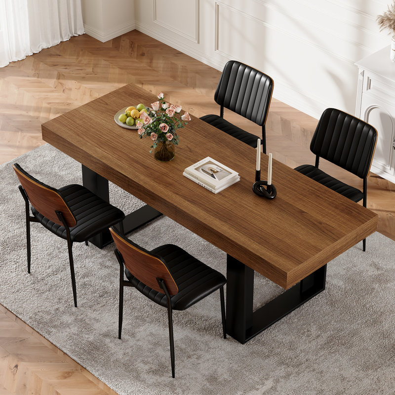 Ensemble de table de salle à manger pour 4 personnes avec table de salle à manger extensible rectangulaire et 4 chaises rembourrées