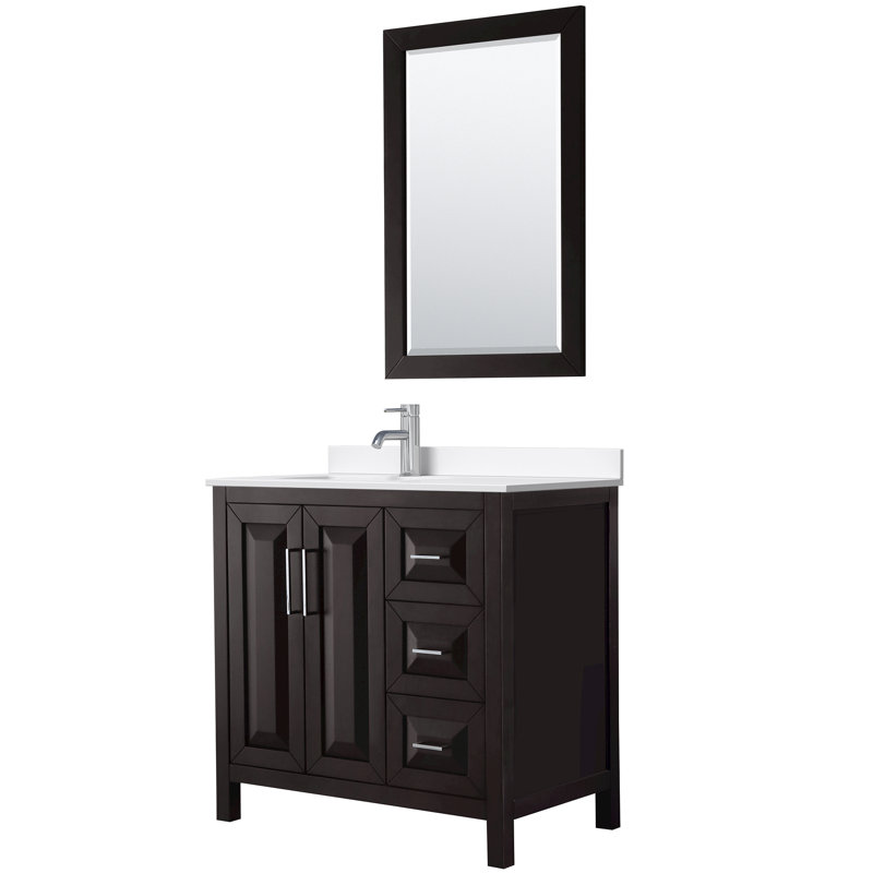 Daria 36'' W Single Vanity, Giotto Quartz, Brown, Polished Chrome