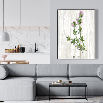 Thyme on Wood - Illustrative Typo & Symbols Framed Canvas Decor