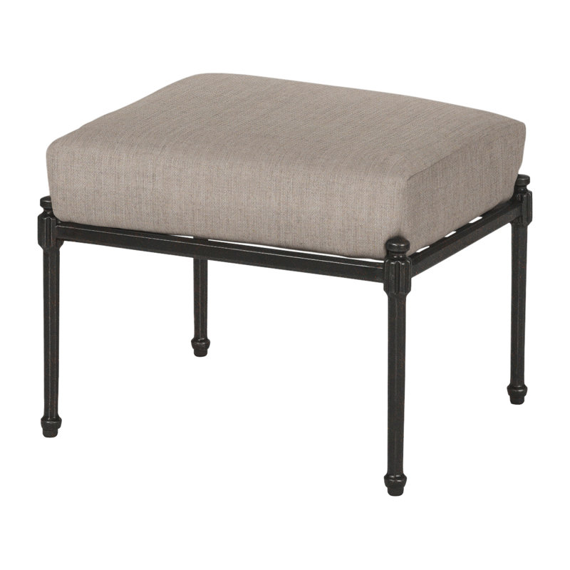 Morro Bay Outdoor Ottoman, Cast Ash Sunbrella® Plainweave, Midnight Gold