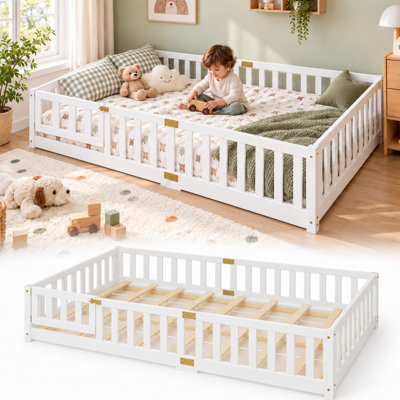 Lit de plancher pour enfants - cadre de lit Montessori, lits de plancher en bois pour tout-petits