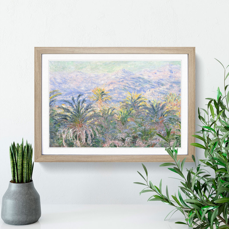 Palm Trees at Bordighera by Claude Monet - Framed Print, 48cm H x 65cm W x 2cm D, Oak Framed